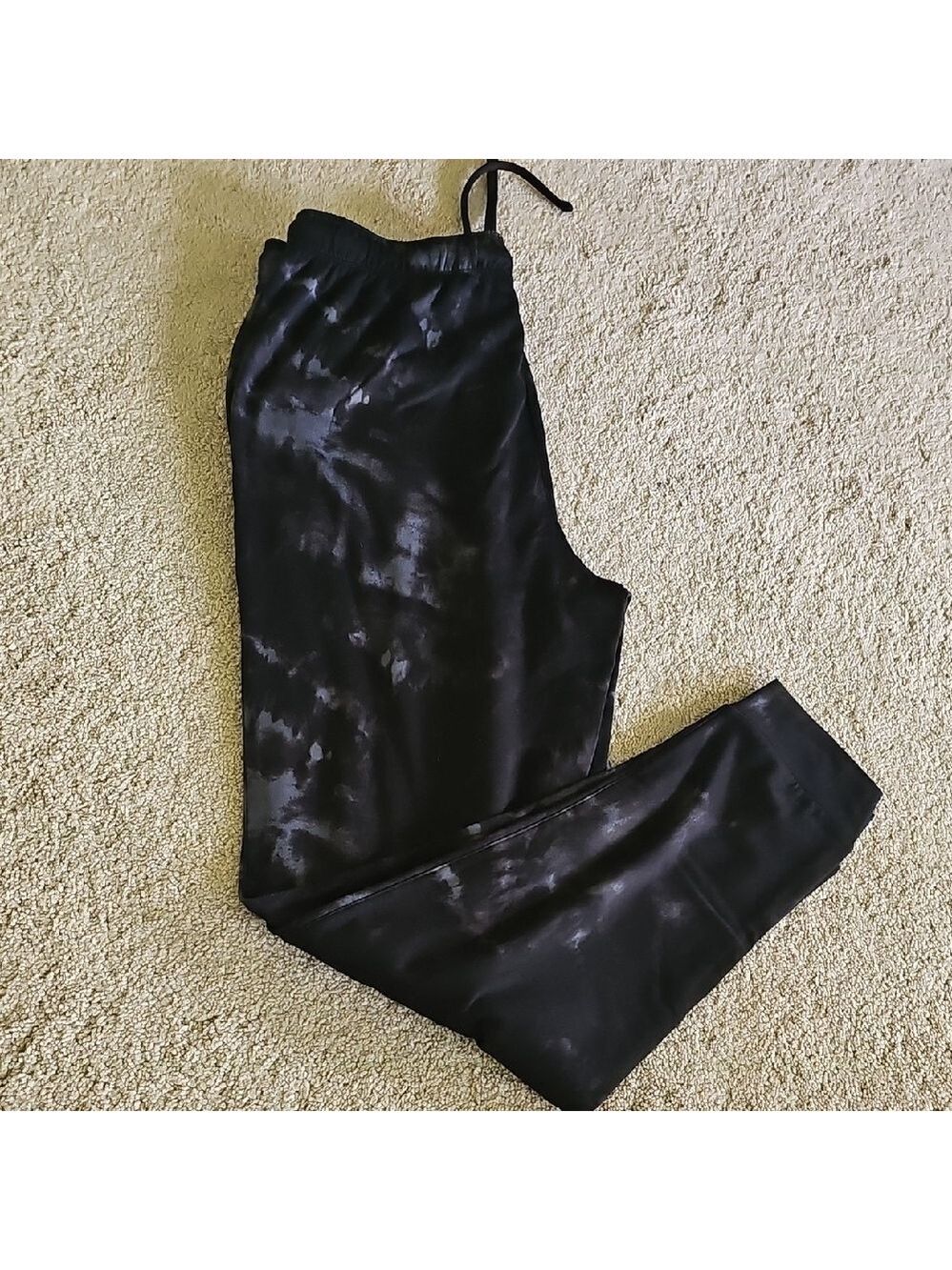 Black Jogger Track Pants with Tapered Leg and Drawstring Waist